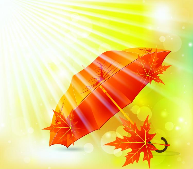 free vector Beautiful maple leaf umbrella 02 vector